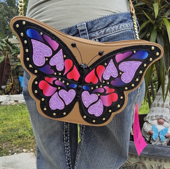 Betsey Johnson Handbags - NWT BETSEY JOHNSON RAINBOW KITSCH BUTTERFLY CROSSBODY